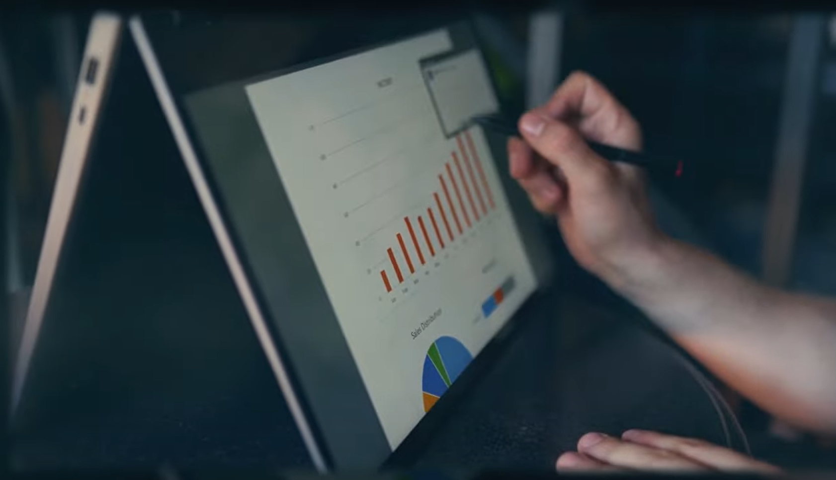 Business intelligence dashboard on screen